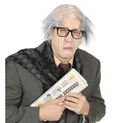 Großvater Perücke mit Opa Glatze Alter Mann Halbglatze mit Augenbrauen Professor