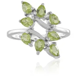 Cavill Silberring Cavill Ring 1,27 ct Peridot Tropfenschliff 925 Silber plattiert (1-tlg) grün|silberfarben 53