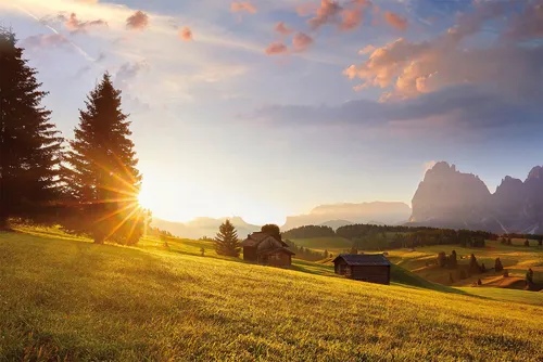 Bönninghoff Bild ALPENLANDSCHAFT 60x90 cm – Leinwandbild Keilrahmen Deko modern