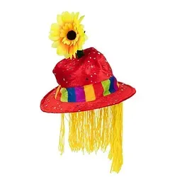 W WIDMANN MILANO Party Fashion - Clownhut mit Haaren und Sonnenblume, lustiges Kostüm-Accessoire für gute Laune auf jeder Party
