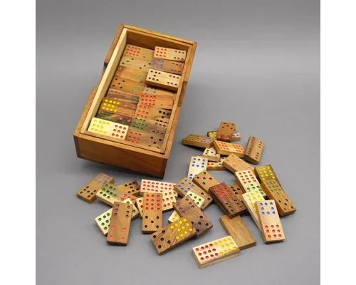 ROMBOL Denkspiele DOMINO DOPPEL 12 - Edles Holzdomino - Brettspiel für strategische Denker, hochwertiges Design und praktische Aufbewahrung, ideal für Familien- und Spielabende.