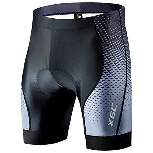 Herren Kurze Radlerhose und Radunterhose Radsportshorts Fahrradhose für Männer elastische atmungsaktive 4D Schwamm Sitzpolster mit Einer hohen Dichte (XL, Black_Grey)