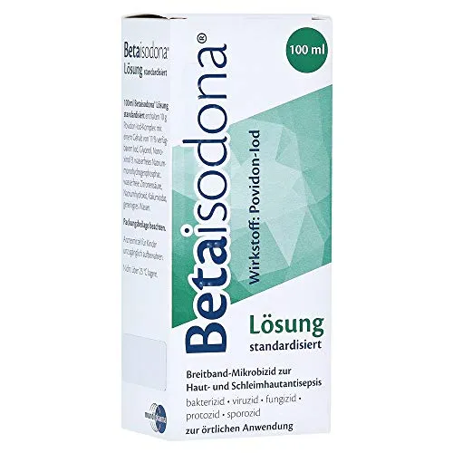 Betaisodona Lösung 100 ML - Vielseitige antiseptische Lösung zur Desinfektion von Haut und Schleimhaut. Ideal für den professionellen Einsatz vor medizinischen Eingriffen und zur Wundpflege. Praktische 100 ML Flasche für einfache Anwendung.