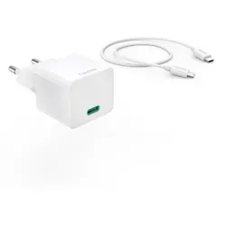 Hama 00201675 Schnellladegerät - Netzteile & Ladegeräte, 20 W Leistung mit PD-Technologie für blitzschnelles Laden, inkl. 1 m USB-C Kabel in elegantem Weiß