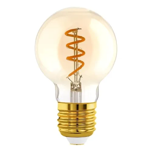 EGLO E27 Lampe, Spiral LED Retro Glühbirne Globe, Vintage Deko Leuchtmittel amber, 4 Watt (entspricht 15 Watt), 145 Lumen, warmweiß, 2000k, Edison Birne G60, Ø 6 cm