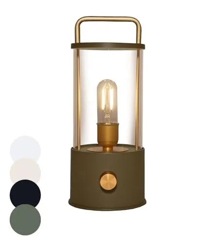 Coen Bakker LED Laterne Tischlampe dimmbar IP44 Lampe USB Warmweiß für Innen & Außen 15x11 cm Tischleuchte, Farbe:Taupe