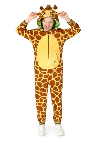 OppoSuits Kinder Giraffe Onesie - Einteiliger Pyjama - Kostüme für Kinder: Bequemer Giraffen-Strampler für Jungen und Mädchen, perfekt für Dschungelpartys und entspannte Couch-Tage.