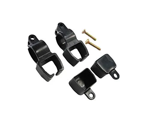 prodecoshop 2 Halter + 2 Kappen für U-Schienen, Universal U-Schienenhalter und Endkappen, schwarz