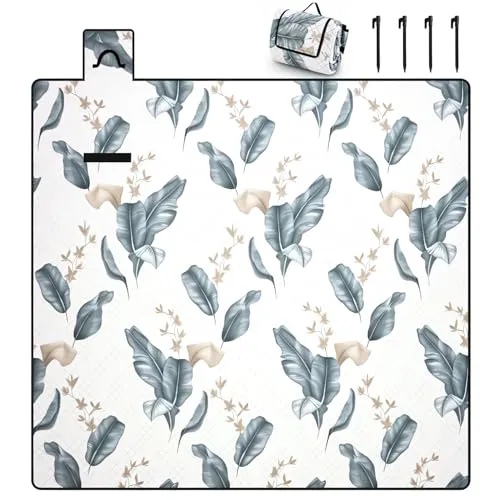 Tixexo Picknickdecke 200x200,picknickdecke wasserdicht wasserdicht Waschbar, isoliert stranddecke Sandfrei XXL,Bequeme leicht zu tragen für Outdoor, Camping, Strand (Grünes Blatt)