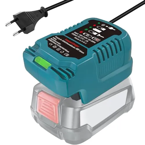 TPDL Akku-Ladegerät für Bosch 18V Home & Garden PBA mit LED-Display, Schnellladung, kompatibel mit 18V Grün-Akku für PBA/PSB/PSR Garden-Serie