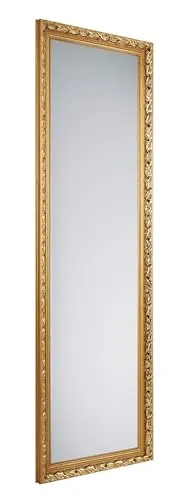 Rechteckiger Barock Wandspiegel TANJA mit Holzrahmen in Gold 50x150cm - Dekorative Wandspiegel mit elegantem Holzrahmen in Gold und anmutendem Blätterdesign, ideal für jeden Raum und vielseitig anbringbar.