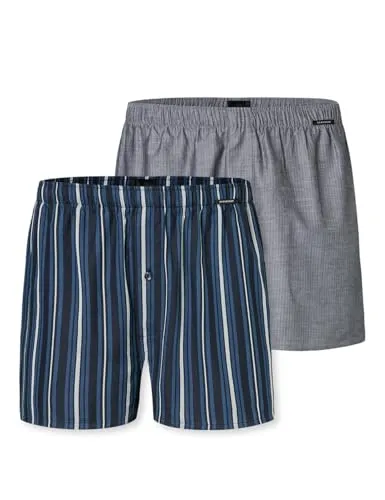 Schiesser Herren 2 Pack Boxershorts - Herren-Boxershorts im Doppelpack aus hochwertiger Webware, elastischer Bund für optimalen Tragekomfort und mit praktischem Eingriff.