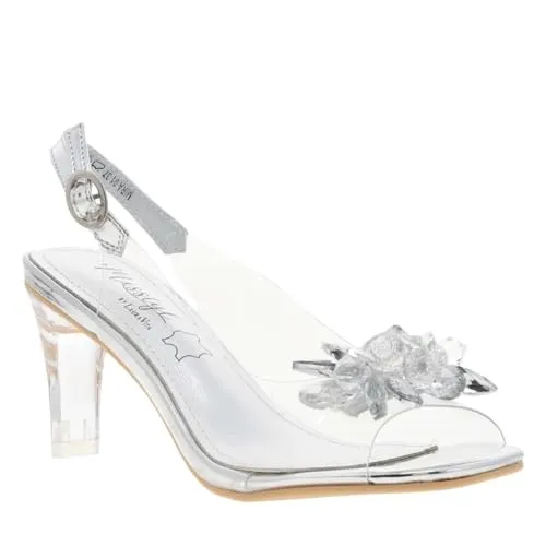 Laura Vita Damen Sandalen MISSTYL MIRA 01 Silber - 40 EU - Wanderschuhe mit elegantem Design, ideal für stilvolle Outdoor-Aktivitäten dank des bequemen 8,4 cm Absatzes und der hochwertigen Lederinnensohle.