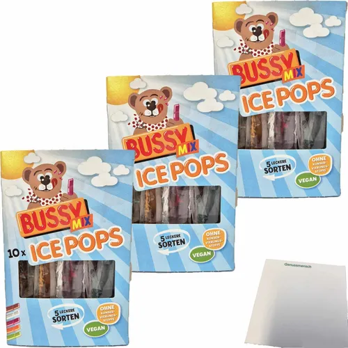 Bussy-Mix Schleckdrinks Ice Pops Wassereis mit 5 Sorten 3er Pack 30x40ml Packung
