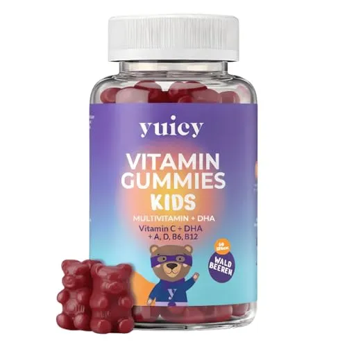 Produktbild yuicy® Vitamin Gummibärchen Kinder, mit veganem DHA, Vitamin B12, A, B6, C, D