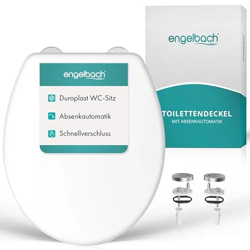 Engelbach® Toilettendeckel mit Absenkautomatik (Einfache Montage) Antibakteriell dank Urea-Duroplast | Quick-Release-Funktion | Klodeckel, Klobrille, WC Sitz - oval