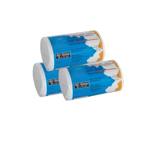 Müllbeutel Premiumline - Besonders reißfest und wasserdicht - Mit Trage-Griff/Henkel (10 Liter, 3er Pack)