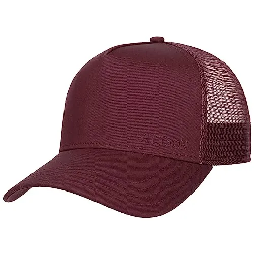 Stetson Classic Cotton Trucker Cap Small - Einfarbige Kappe - Größenverstellbar - Herren - Baseballcap mit Netz-Einsatz Bordeaux One Size