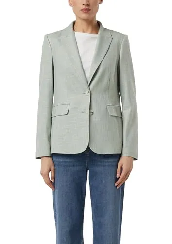 Blusenblazer COMMA Damen Gr. 40 - Light Khaki - Eleganter Blusenblazer von Comma in light khaki mit meliertem Design. Perfekt für den Beruf und besondere Anlässe, bietet er hohen Tragekomfort und praktische Pattentaschen.