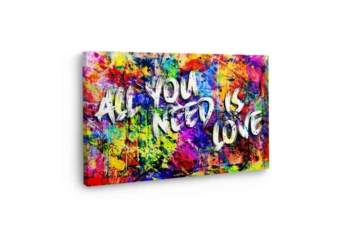Artedinoi Leinwandbild Zitat All You Need Is Love Wandbild Leinwandbild Kunstdruck XL Deko