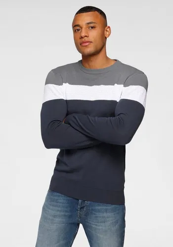 H.I.S Rundhalspullover neue Farben! Colorblocking in grau von HIS