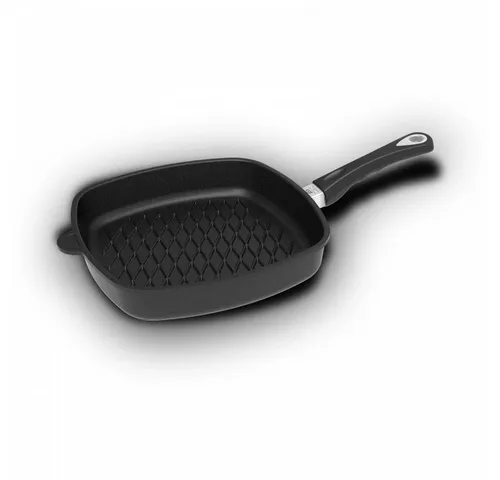 AMT I-E285BBQ Induktion Grillpfanne flach - Pfanne aus Aluminiumguss, 28 x 28 cm, ideal für Induktionsherde, sorgt für gleichmäßige Hitzeverteilung und perfekte Grill-Ergebnisse.