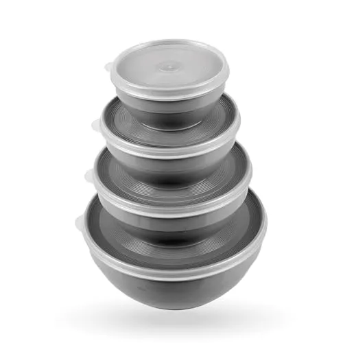Pro Home Frischhaltedosen mit Deckel 4er Set (500ml - 2,5L) Grau - Vorratsdosen, mikrowellen- und spülmaschinenfest, gefriertauglich, Lebensmittelbehälter