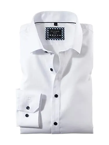 OLYMP Herrenhemd No 6 six, Super Slim, Urban Kent, Stretch Langarm - Herrenhemden in Weiß, super slim Fit für eine moderne Silhouette, ideal für Business und Freizeit.