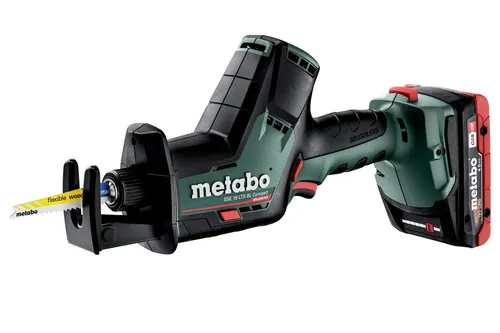 Metabo Akku-Säbelsäge SSE 18 LTX BL Compact - Säbelsäge mit 18 V Lithium-Ionen-Akku, ideal für präzise Schnitte in Holz, Kunststoff und Metall. Kommt im praktischen Koffer mit Ladegerät und 2 Akkus für maximale Flexibilität.