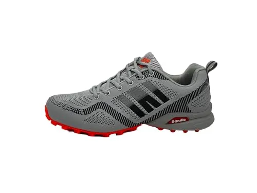 Ablovo® Damen Herren Sportschuhe Sneaker Turnschuhe Laufschuhe Freizeit Schuhe 36-46 (Grau-Dunkelgrau-Orange, EU Schuhgrößensystem, Erwachsene, Herren, Numerisch, M, 46)