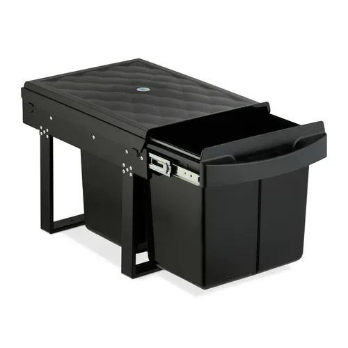 Einbaumülleimer Mülltrennsystem - Ausziehbarer Abfalleimer für die Küche - Praktisches Mülltrennsystem mit 2 x 15 L Volumen, ideal für die Küche. Mit hochwertigem Kunststoff und Stahl für Langlebigkeit und einfache Handhabung.