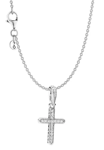 Pandora 68622 Halskette für Damen und Jugendliche - Glitzerndes Kreuz Set - Elegante Kette aus 925 Sterlingsilber mit funkelndem Kreuz-Anhänger, ideal als Geschenk für Frauen und Jugendliche. Verstellbare Länge für individuellen Tragekomfort.