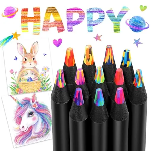 Elidepe Weihnachtsgeschenke für Kinder, Nikolaus Geschenke, 12 Regenbogenstift Buntstifte Stifte Kinder, Mitgebsel Kindergeburtstag, Geschenke für Mädchen 5-12 Jahre