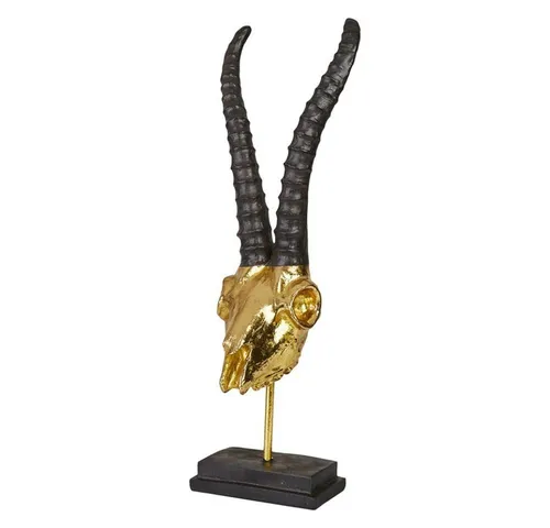 Hansmeier Steinbock Tischdeko Skulptur 47 cm - Gold Geweih Deko - Figuren, Skulpturen & Statuen – Stilvolle Art Deco Tischdeko aus Polyresin, kratzfest und farbecht, ideal für jeden Wohnraum.