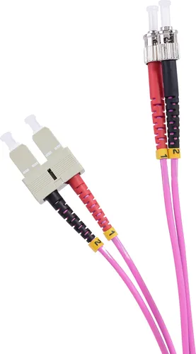 TPFNet LWL Patchkabel, 50/125µm, OM4-Faser, Duplex ST/SC, violett, 25m