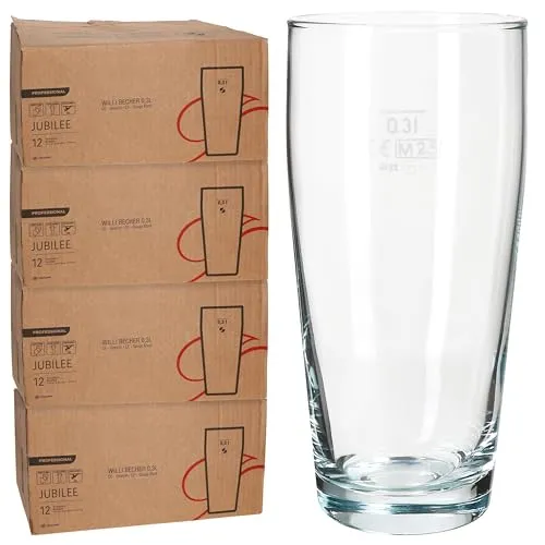 MamboCat Bierglas 48er Set Willibecher 0,3 L – Geeichtes Trinkglas - Praktisches 48er Set Willibecher aus hochwertigem Glas, ideal für gesellige Abende. Mit präziser Eichung für den perfekten Genuss von Bier und anderen Getränken.