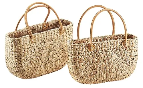 Produktbild Kobolo Korbtasche Einkaufstasche Flechttasche aus Wasserhyazinthe - 2er Set