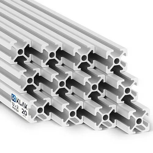 Alu Profil 12 Stück 20x20mm 2m - Baustoffe – 12 Stück Aluminium Montageprofile, ideal für Konstruktionen mit Nut 6mm, robust und leicht für vielseitige Anwendungen.