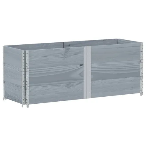 vidaXL Paletten-Aufsatzrahmen 3 Stk. Grau 150x50 cm - Praktische Aufsatzrahmen aus massivem Kiefernholz für die sichere Lagerung und den Transport deiner Güter. Stapelbar und faltbar – ideal für vielseitige Anwendungen im Lager oder Garten.