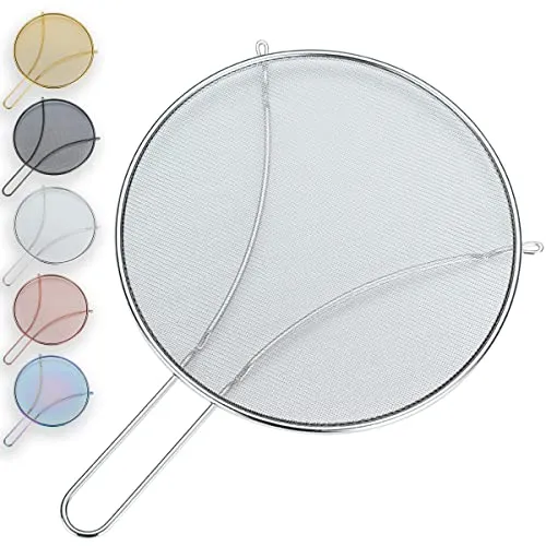 Evanda 30 cm Spritzschutz zum Kochen, feinmaschiger Edelstahl für die Bratpfanne, Fettschutz für die Pfanne, um heiße Ölspritzer zu stoppen, schützt die Haut vor Verbrennungen, sicherer Kochdeckel