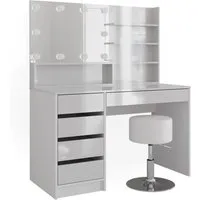 Vicco Schminktisch Sherry Weiß Hochglanz mit Spiegel und LED - Sonstige Schlafzimmermöbel, eleganter Schminktisch mit integriertem Spiegelregal und LED-Beleuchtung für ein stilvolles Styling-Erlebnis.