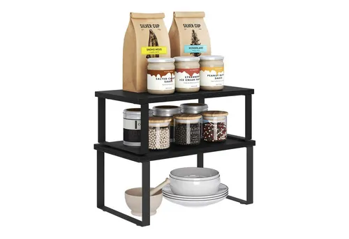 Woltu Küchenregal, 2-tlg., Gewürzregal 2er Set Stapelbares Küchenregal Kleines Küchen-Organizer