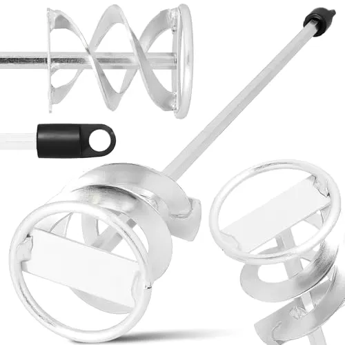 Rührstab 60x400 mm HEX Mörtelrührer Gipsmischer Betonmischer Farbrührer Rührkorb Estrichrührer Spiralrührer Zement Gips Beton Farbe Kleber Robust Edelstahl