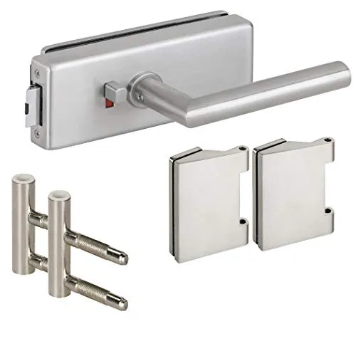 Hermat Glastürbeschlag Glastür Edelstahl Türgriff Bad WC Genova Schloss