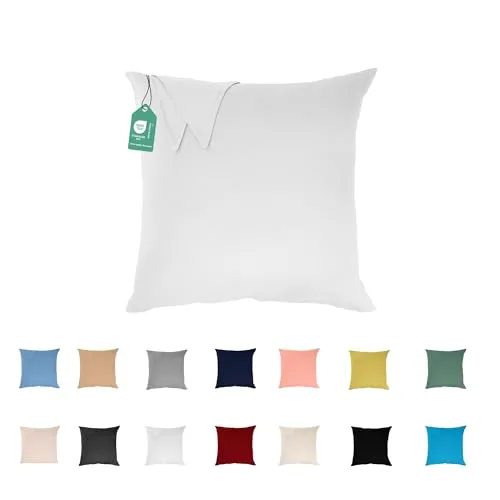 Livessa Kissenbezug 80x80 aus%100 Baumwolle Jersey Stoff - Verdeckter Reißverschluss, Kopfkissenbezug 80x80 cm, Kissenhülle, Ultra weich und atmungsaktiv, Oeko-Tex Zertifiziert