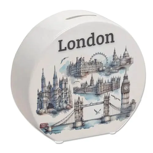 Skyline London Spardose Wahrzeichen der Stadt Big Ben Tower Bridge London Eye Buckingham Palace - Perfekt für Sammler