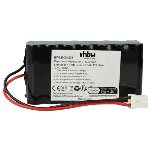 vhbw Akku Ersatz für Ambrogio 050Z36600A, 050Z38600A, 075Z60900A für Rasenmäher (5000mAh, 25,9V, Li-Ion)