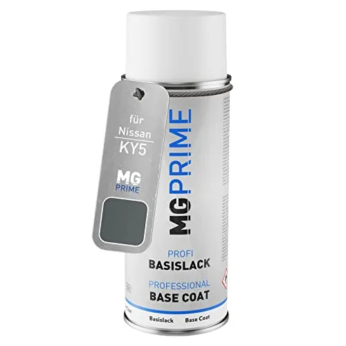 MG PRIME Autolack Spraydose für Nissan KY5 Techno Grey Metallic/Vesuvgrau Metallic Basislack Sprühdose 400ml