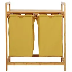 Lumaland Wäschekorb aus Bambus mit 2 ausziehbaren Wäschesäcken - Gelb - Wäschesammler mit 2 abnehmbaren Baumwollfächern, ideal zum Sortieren von Wäsche. Praktisch und pflegeleicht, passt perfekt in jedes Badezimmer.