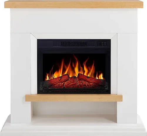 ArtiFlame Elektrokamin Shelford AF23S Elektrischer Standkamin mit Heizung 18kW realistischer 3D-Flammeneffekt LED-Beleuchtung Fernbedienung Timer Weiß